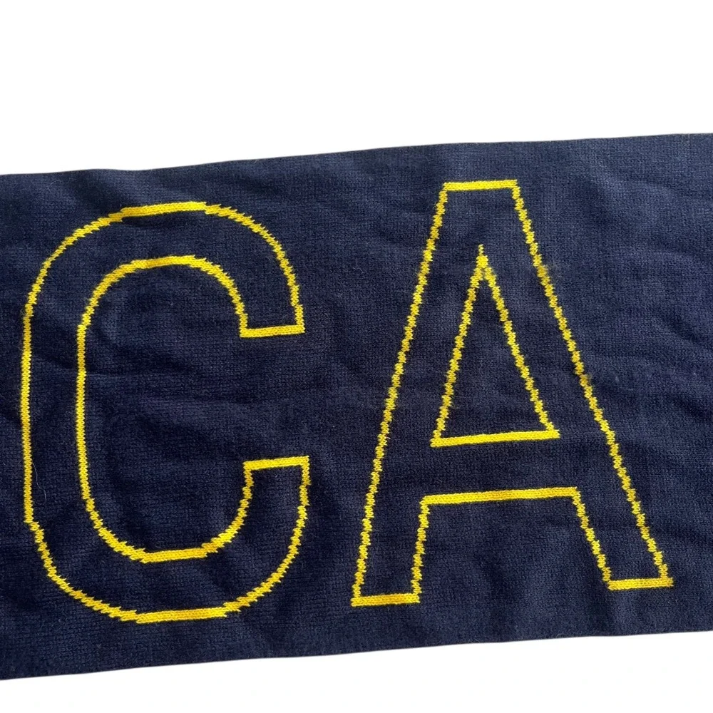 Nautica Signature Navy Blue Yellow Logo Reversible Knit Winter Scarf NT00038 Coz